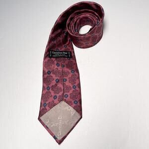 Vintage Christian Dior Burgundy Silk Paisley Tie — Stain/Flaw Priced